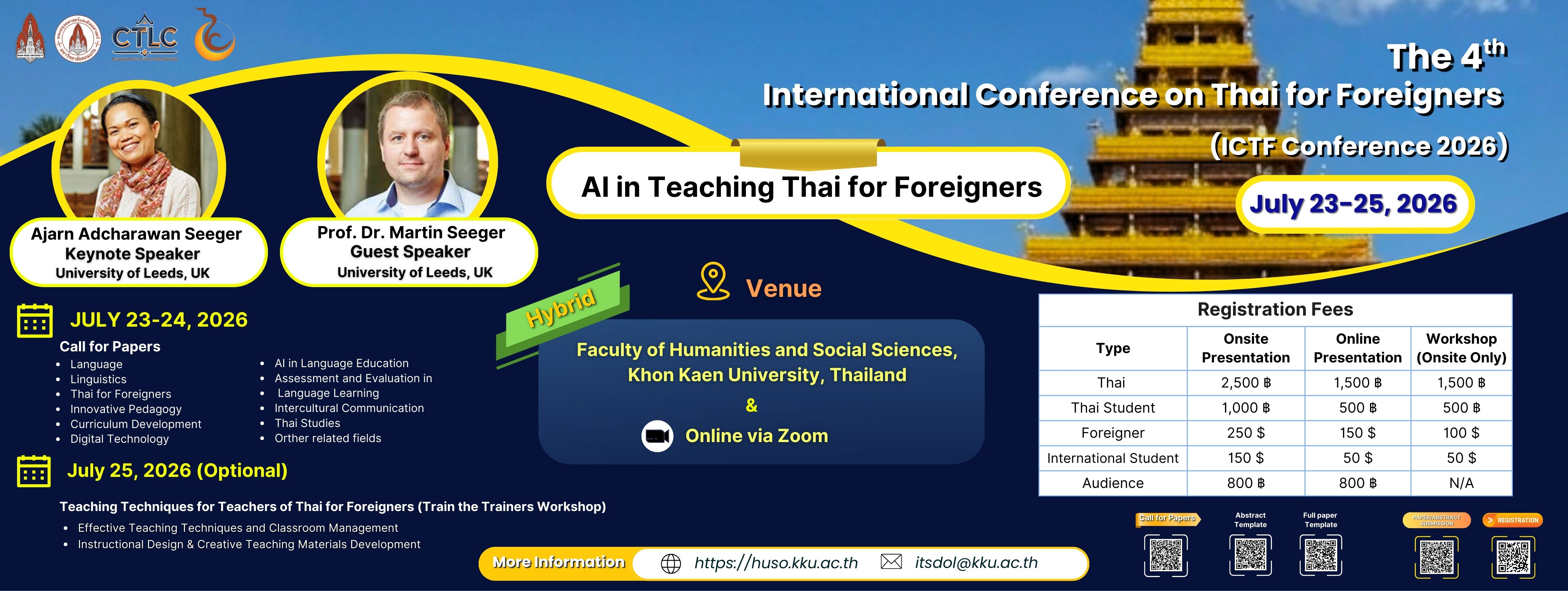 Thai for Foreigners (ICTF Conference 2026) July 23-25, 2026, Khon Kaen (Thailand)